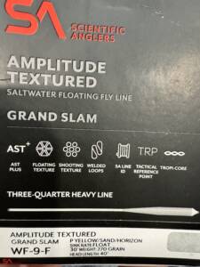 Scientific Anglers Amplitude Textured Grand Slam WF-9-F fly line box showing 270 grain three-quarter heavy weight